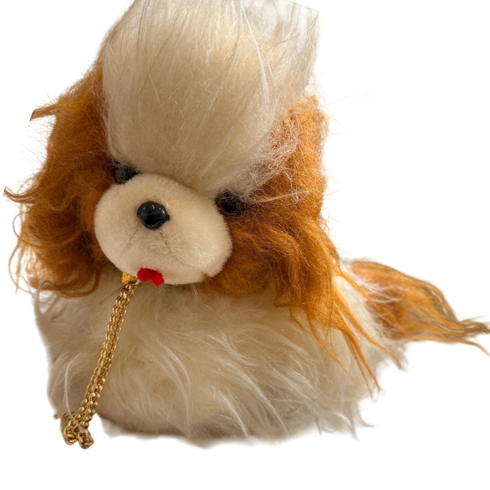 Vintage Plush Dog Transistor Radio Novelty Pekingese Cream Ginger Japan 1960s